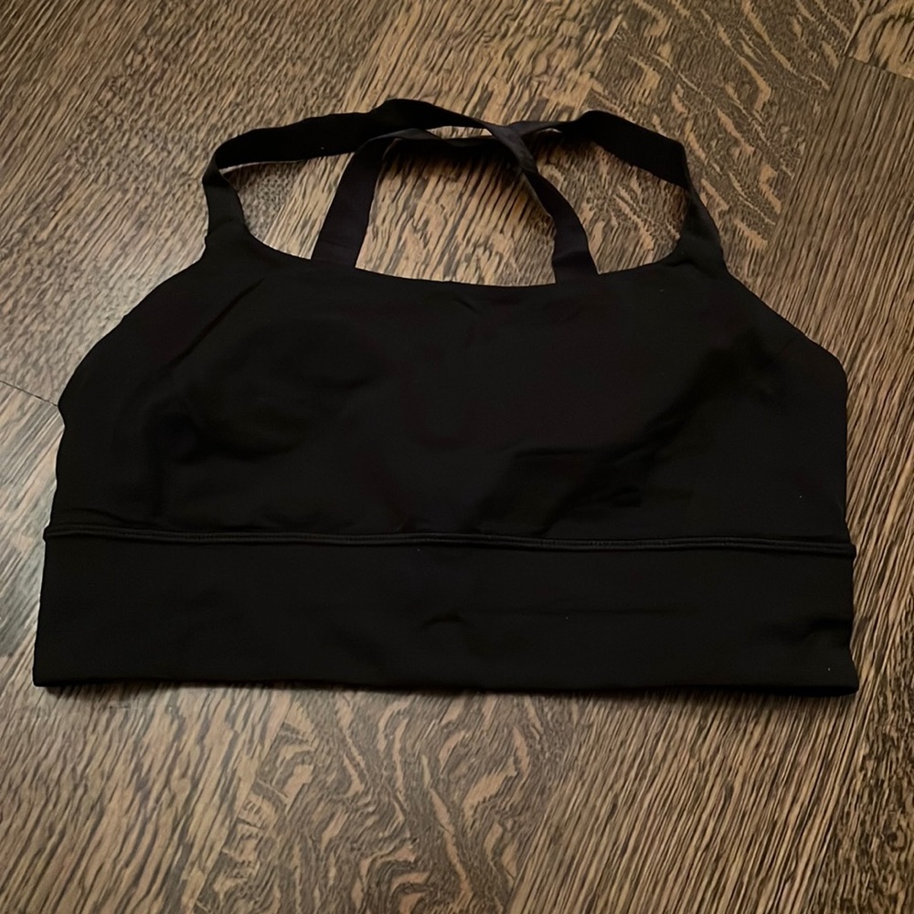 Black Lululemon sports bra with adjustable straps size 8